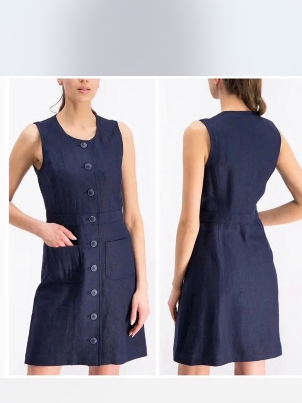 Tory Burch Sleeveless Navy Button-Front Mini Dress